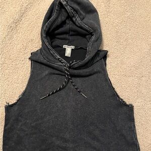 Current/Elliott Black Sleeveless Crop Hoodie
